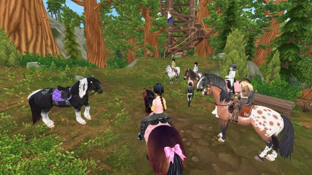 Capture d'écran du jeu Star Stable Online qui illustre le système de club équestre. 